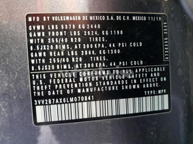 Photo 10 of 2020 VOLKSWAGEN TIGUAN SE (VIN 3VV2B7AX6LM070841)