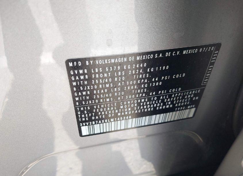 Photo 9 of 2020 Volkswagen Tiguan 2.0T SE/2.0T SE R-LINE BLACK/2.0T SEL (VIN 3VV2B7AX6LM145246)