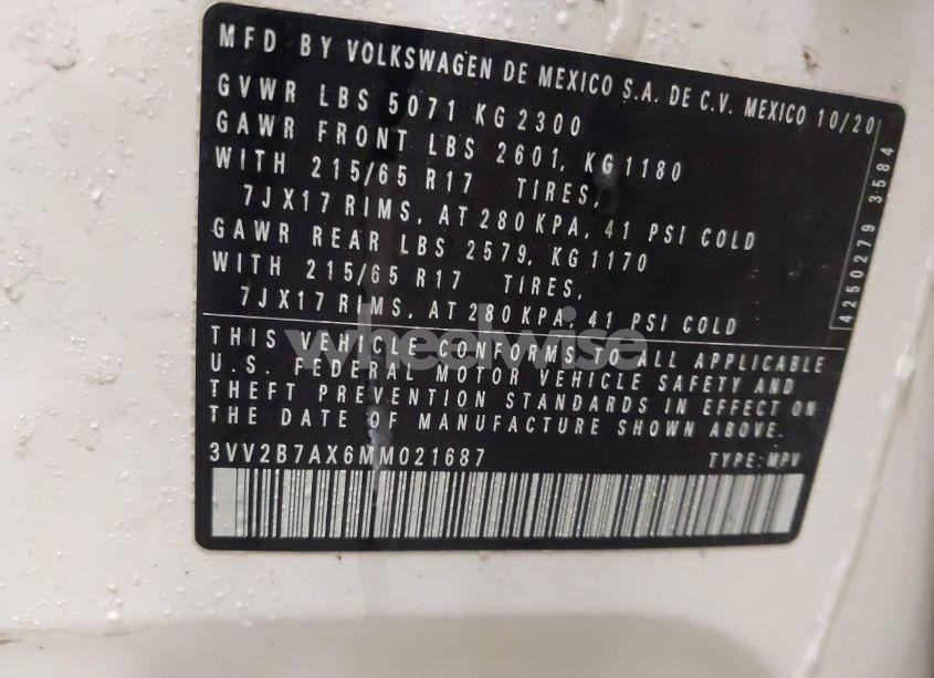 Photo 9 of 2021 Volkswagen Tiguan 2.0T SE/2.0T SE R-LINE BLACK/2.0T SEL (VIN 3VV2B7AX6MM021687)