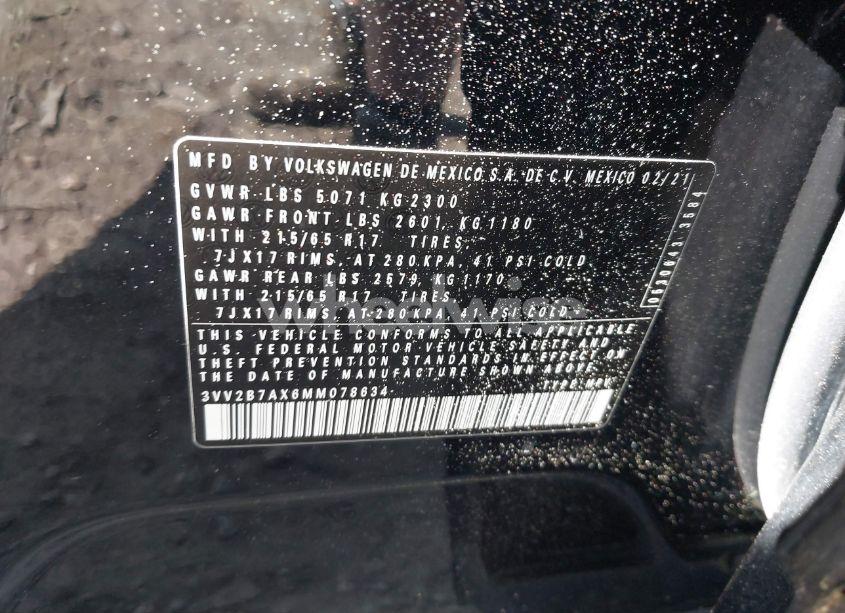 Photo 9 of 2021 Volkswagen Tiguan 2.0T SE/2.0T SE R-LINE BLACK/2.0T SEL (VIN 3VV2B7AX6MM078634)