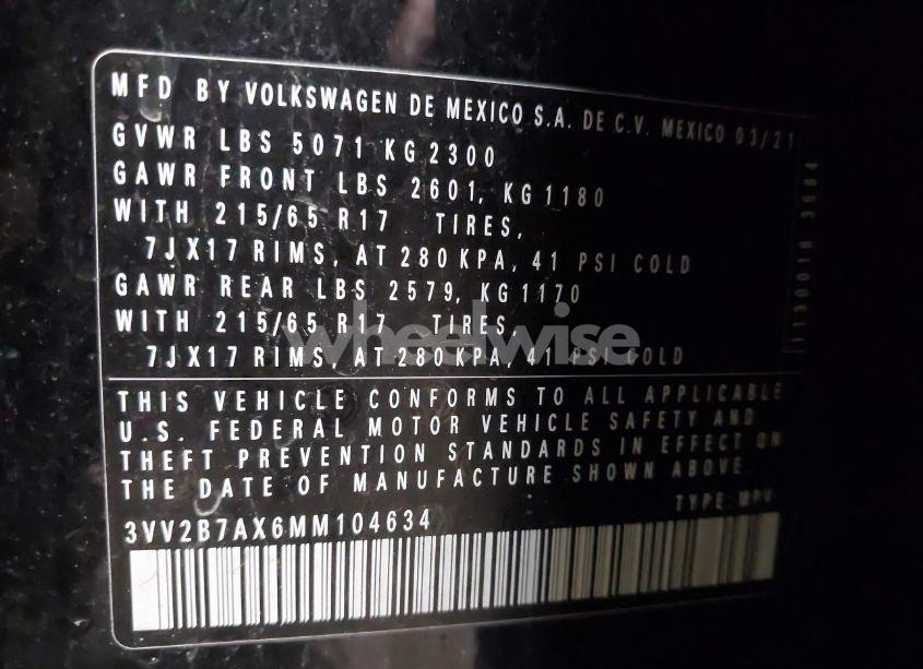 Photo 9 of 2021 Volkswagen Tiguan 2.0T SE/2.0T SE R-LINE BLACK/2.0T SEL (VIN 3VV2B7AX6MM104634)