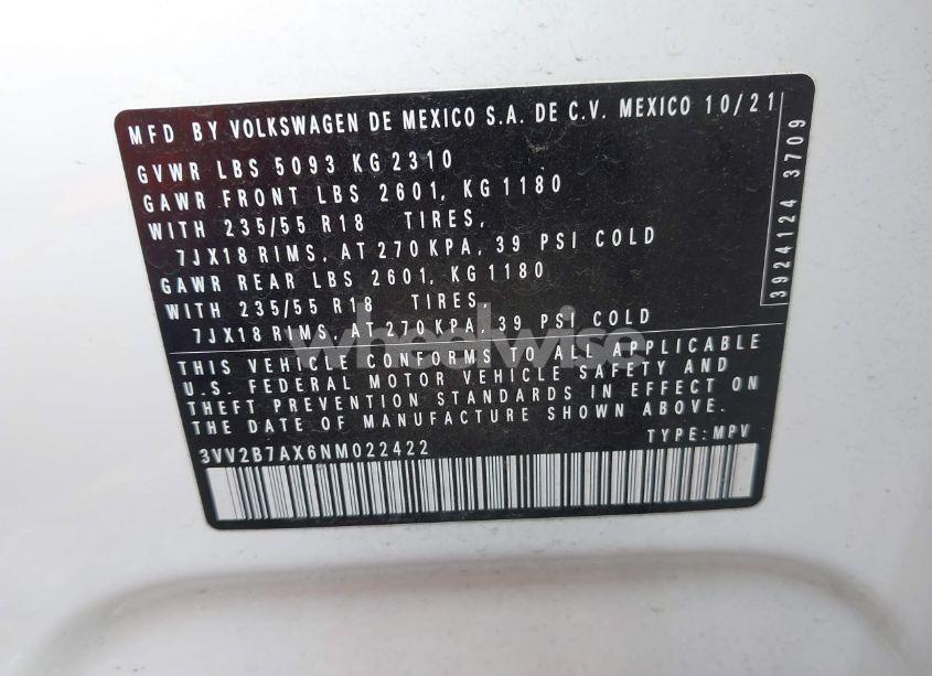 Photo 9 of 2022 Volkswagen Tiguan 2.0T SE (VIN 3VV2B7AX6NM022422)