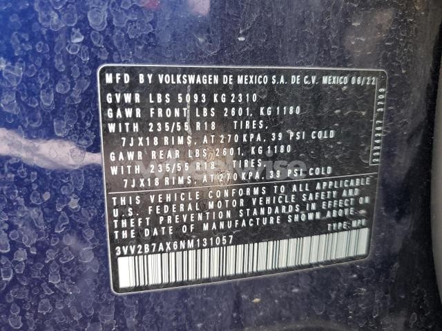 2022 VOLKSWAGEN TIGUAN SE (VIN 3VV2B7AX6NM131057) main photo