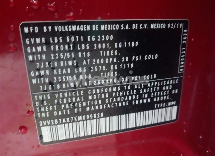 Photo 9 of 2019 Volkswagen Tiguan 2.0T SE/2.0T SEL/2.0T SEL R-LINE/2.0T SEL R-LINE BLACK (VIN 3VV2B7AX7KM095620)