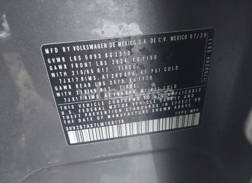 Photo 9 of 2020 Volkswagen Tiguan 2.0T SE/2.0T SE R-LINE BLACK/2.0T SEL (VIN 3VV2B7AX7LM158118)