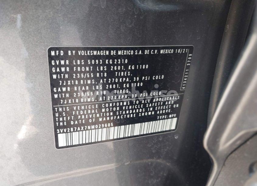 Photo 9 of 2022 Volkswagen Tiguan 2.0T SE (VIN 3VV2B7AX7NM029685)