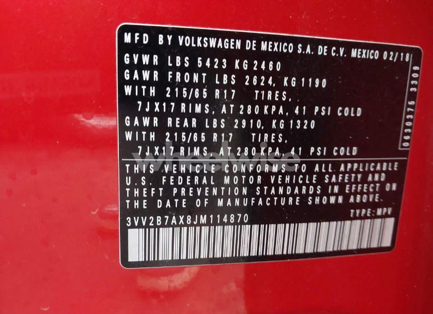 Photo 9 of 2018 Volkswagen Tiguan 2.0T SE/2.0T SEL (VIN 3VV2B7AX8JM114870)