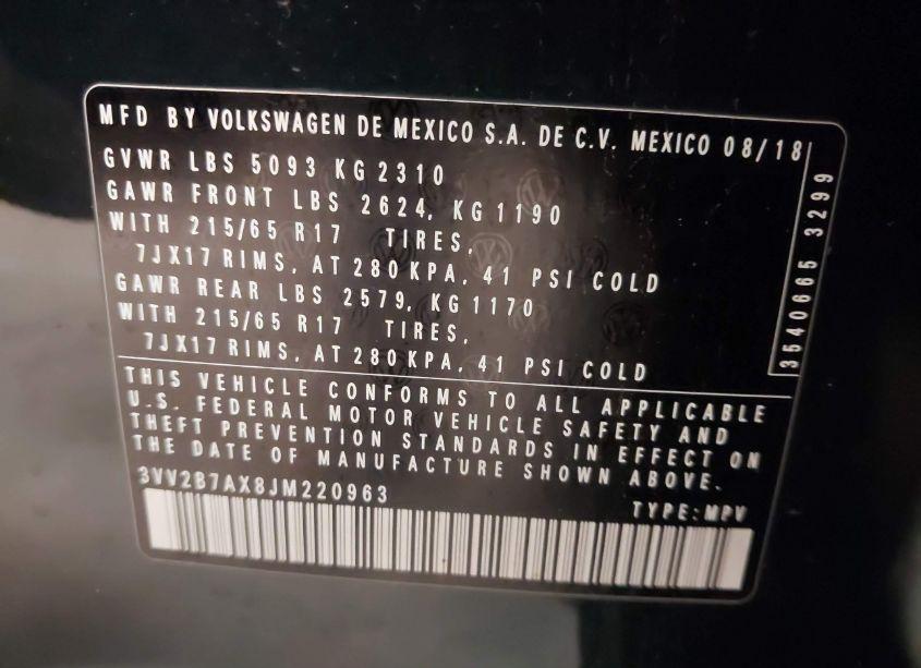 Photo 9 of 2018 Volkswagen Tiguan 2.0T SE/2.0T SEL (VIN 3VV2B7AX8JM220963)