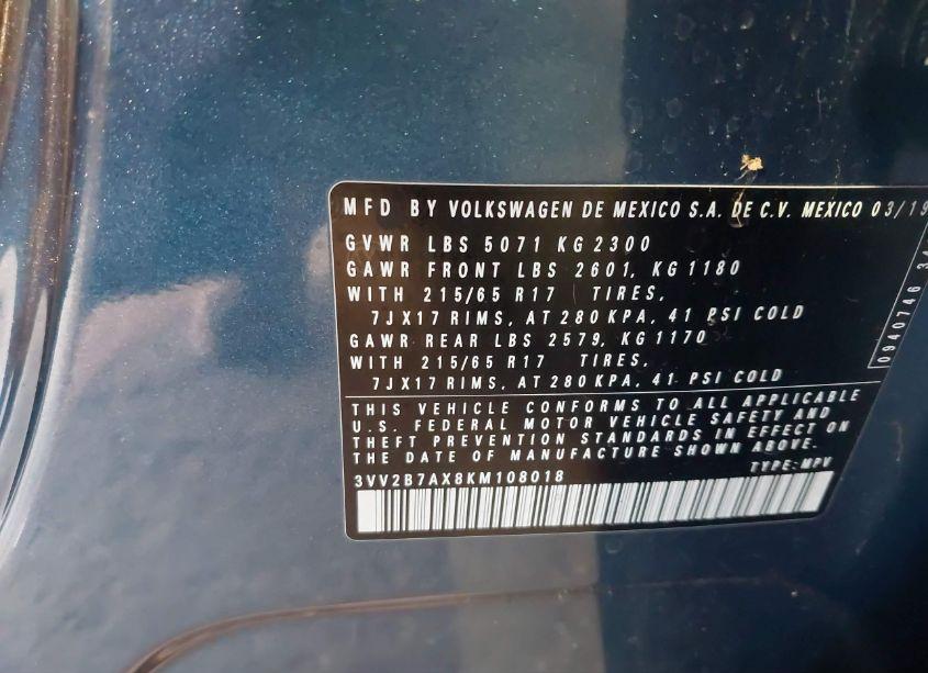 Photo 9 of 2019 Volkswagen Tiguan (VIN 3VV2B7AX8KM108018)