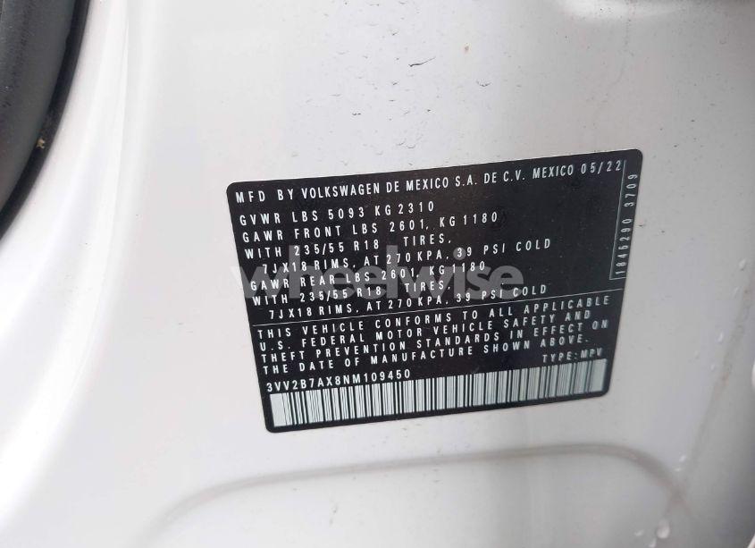 Photo 9 of 2022 Volkswagen Tiguan 2.0T SE (VIN 3VV2B7AX8NM109450)
