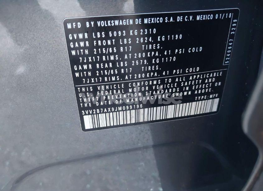 Photo 9 of 2018 Volkswagen Tiguan 2.0T SE/2.0T SEL (VIN 3VV2B7AX9JM099196)