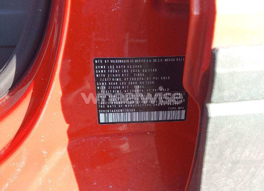 Photo 9 of 2019 Volkswagen Tiguan 2.0T SE/2.0T SEL/2.0T SEL R-LINE/2.0T SEL R-LINE BLACK (VIN 3VV2B7AX9KM136359)