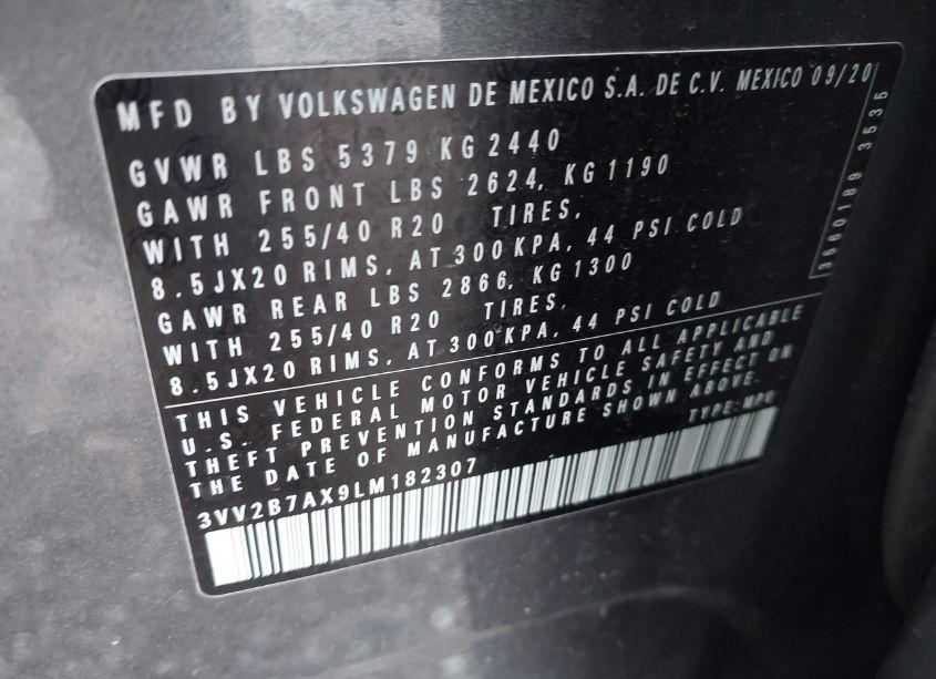 Photo 9 of 2020 Volkswagen Tiguan (VIN 3VV2B7AX9LM182307)