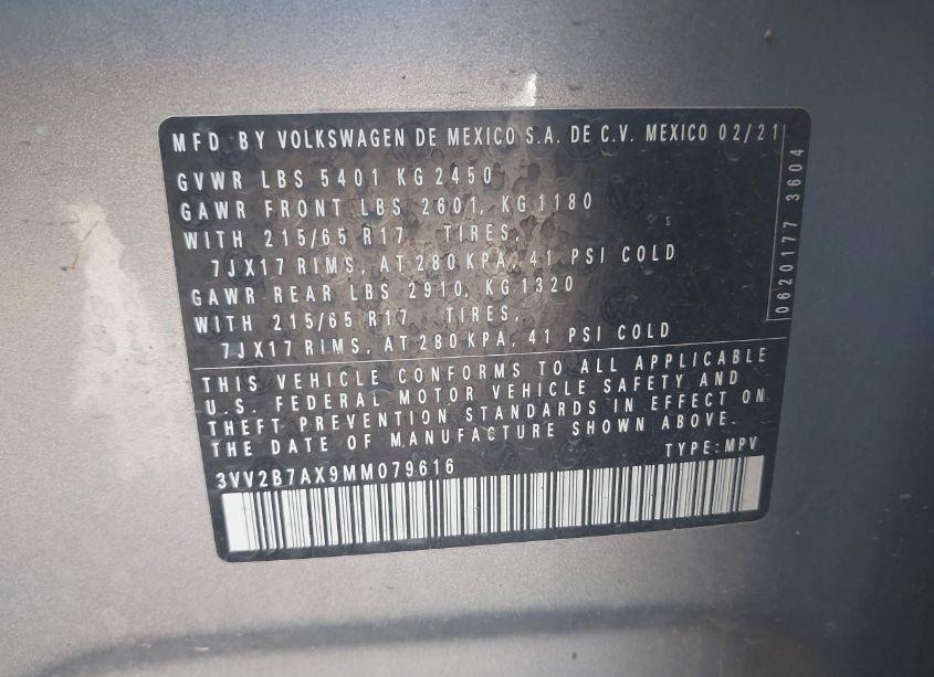 Photo 9 of 2021 Volkswagen Tiguan 2.0T SE/2.0T SE R-LINE BLACK/2.0T SEL (VIN 3VV2B7AX9MM079616)