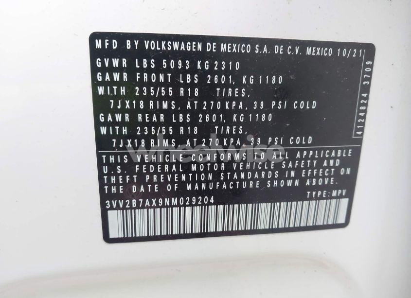 Photo 9 of 2022 Volkswagen Tiguan 2.0T SE (VIN 3VV2B7AX9NM029204)