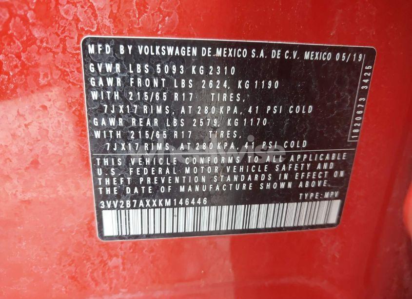 Photo 9 of 2019 Volkswagen Tiguan 2.0T SE/2.0T SEL/2.0T SEL R-LINE/2.0T SEL R-LINE BLACK (VIN 3VV2B7AXXKM146446)