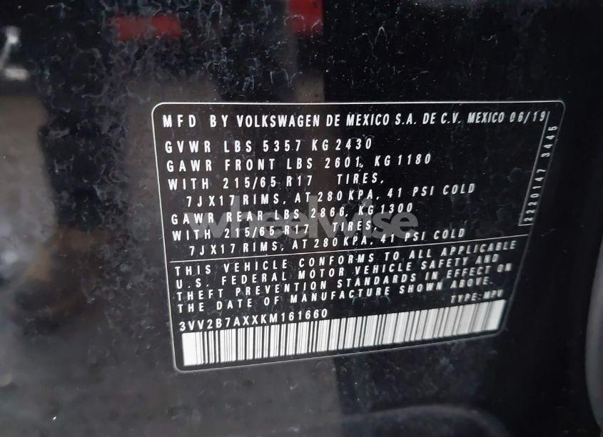 Photo 9 of 2019 Volkswagen Tiguan 2.0T SE/2.0T SEL/2.0T SEL R-LINE/2.0T SEL R-LINE BLACK (VIN 3VV2B7AXXKM161660)