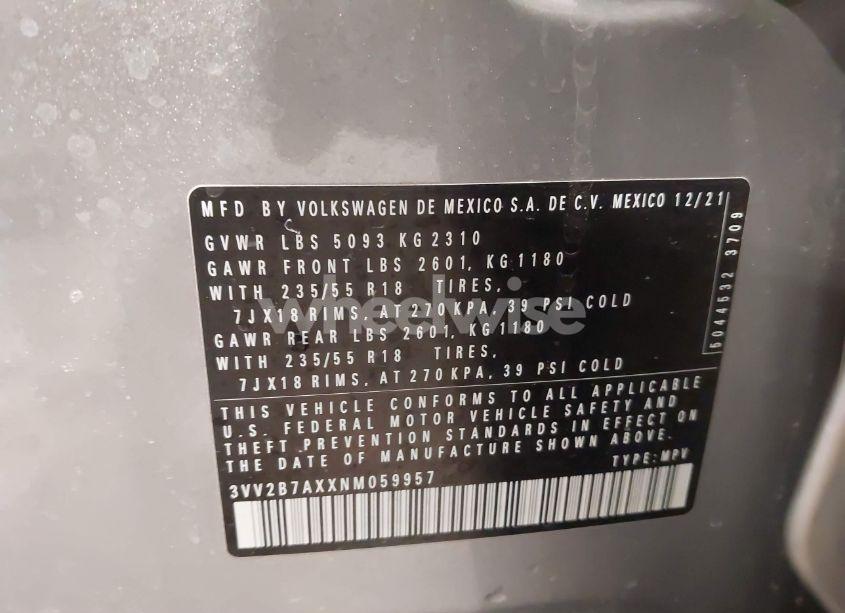 Photo 9 of 2022 Volkswagen Tiguan 2.0T SE (VIN 3VV2B7AXXNM059957)