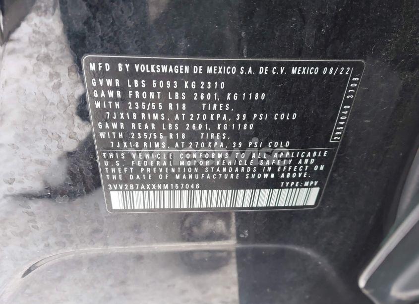 Photo 9 of 2022 Volkswagen Tiguan 2.0T SE (VIN 3VV2B7AXXNM157046)