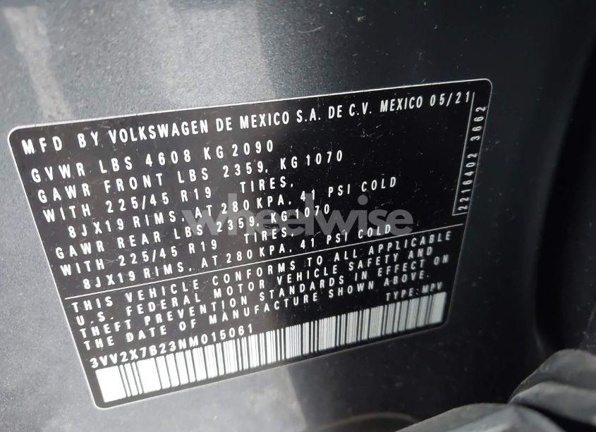 Photo 9 of 2022 Volkswagen Taos 1.5T SEL (VIN 3VV2X7B23NM015061)