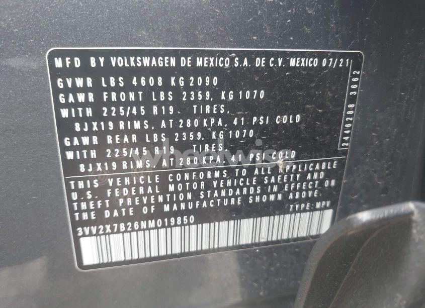 Photo 9 of 2022 Volkswagen Taos 1.5T SEL (VIN 3VV2X7B26NM019850)