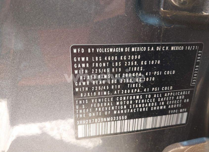 Photo 9 of 2022 Volkswagen Taos 1.5T SEL (VIN 3VV2X7B29NM033550)