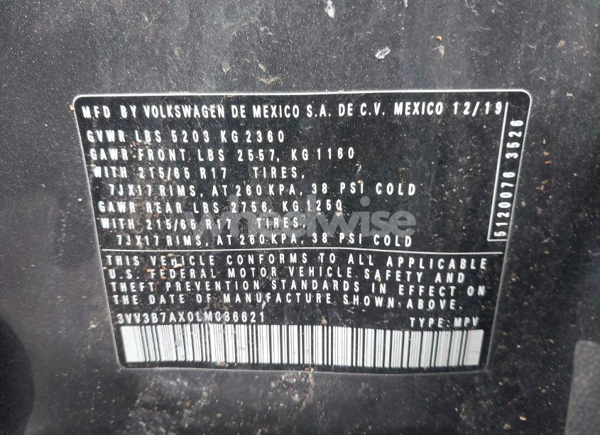 Photo 9 of 2020 Volkswagen Tiguan 2.0T SE/2.0T SE R-LINE BLACK/2.0T SEL (VIN 3VV3B7AX0LM086621)