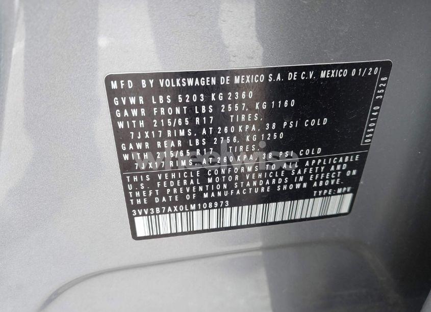 Photo 9 of 2020 Volkswagen Tiguan 2.0T SE/2.0T SE R-LINE BLACK/2.0T SEL (VIN 3VV3B7AX0LM108973)