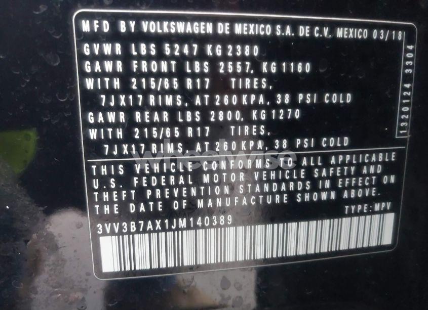 Photo 9 of 2018 Volkswagen Tiguan 2.0T SE/2.0T SEL (VIN 3VV3B7AX1JM140389)