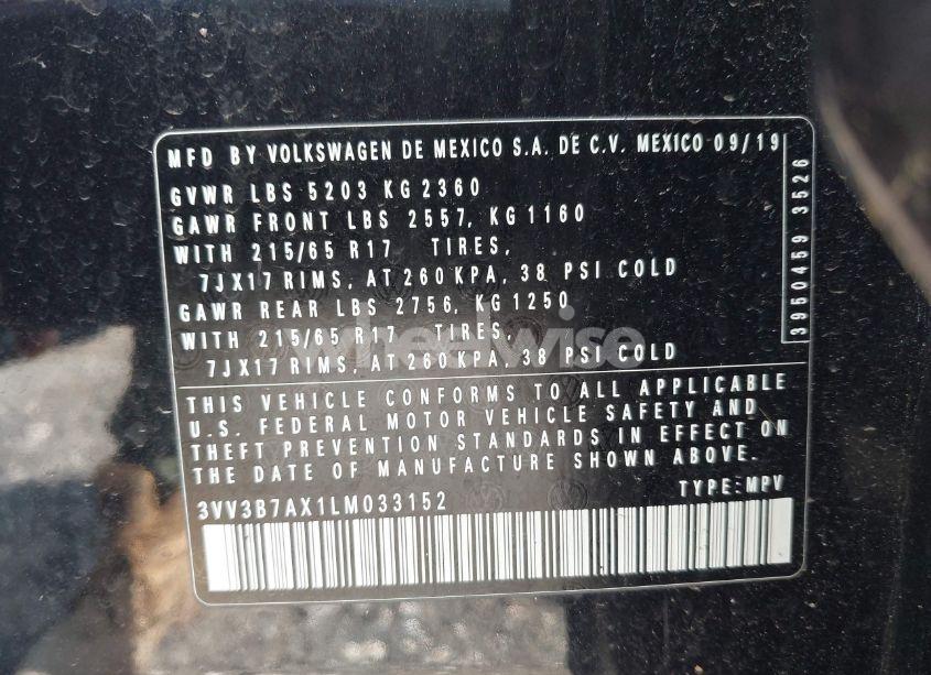 Photo 9 of 2020 Volkswagen Tiguan 2.0T SE/2.0T SE R-LINE BLACK/2.0T SEL (VIN 3VV3B7AX1LM033152)