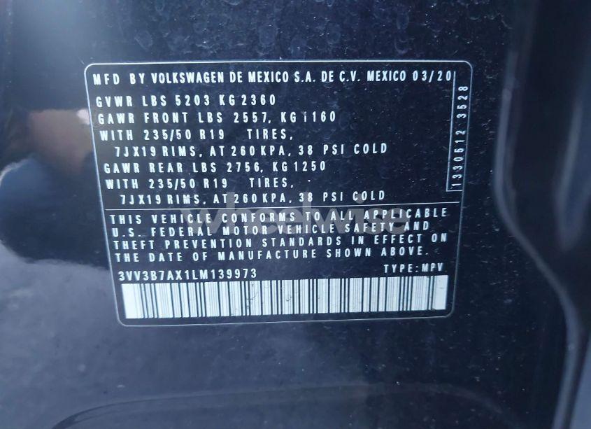 Photo 9 of 2020 Volkswagen Tiguan 2.0T SE/2.0T SE R-LINE BLACK/2.0T SEL (VIN 3VV3B7AX1LM139973)