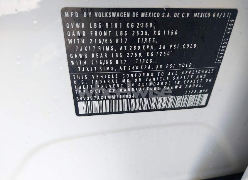 Photo 9 of 2021 Volkswagen Tiguan 2.0T SE/2.0T SE R-LINE BLACK/2.0T SEL (VIN 3VV3B7AX1MM113634)