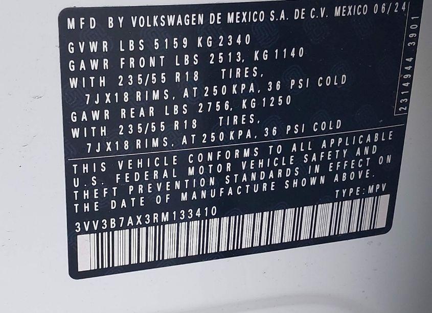 Photo 9 of 2024 Volkswagen Tiguan 2.0T SE (VIN 3VV3B7AX3RM133410)