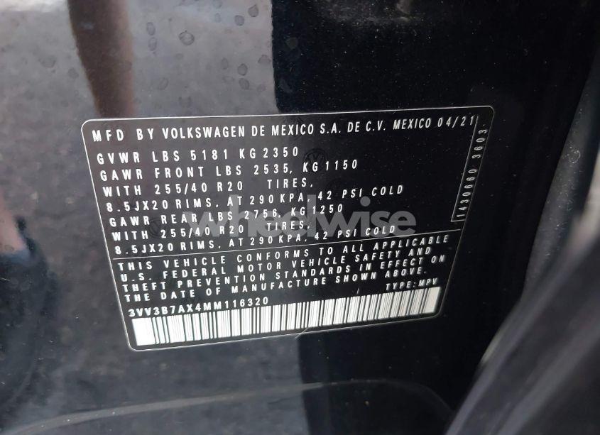 Photo 9 of 2021 Volkswagen Tiguan 2.0T SE/2.0T SE R-LINE BLACK/2.0T SEL (VIN 3VV3B7AX4MM116320)