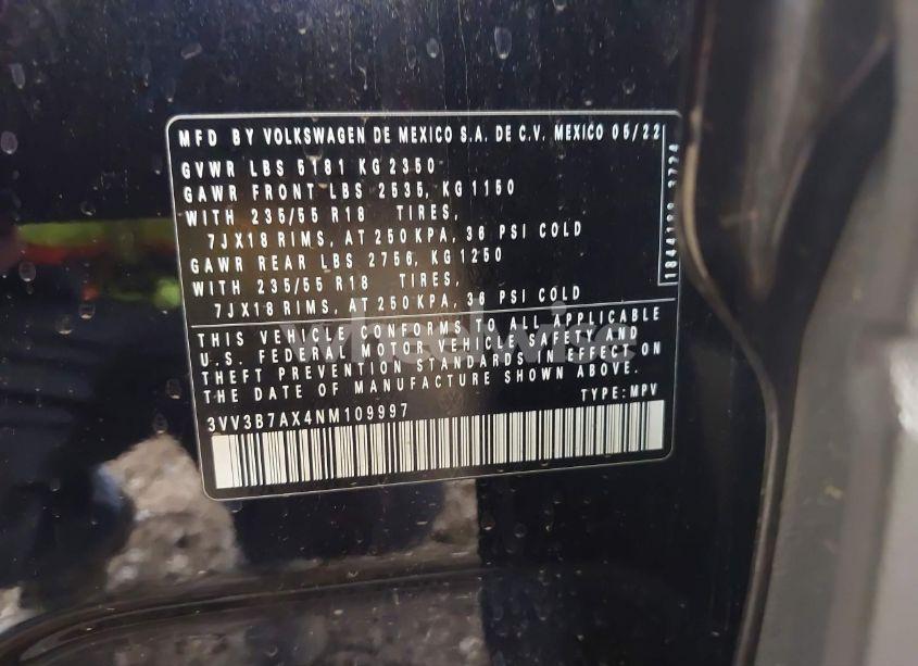 Photo 9 of 2022 Volkswagen Tiguan 2.0T SE (VIN 3VV3B7AX4NM109997)