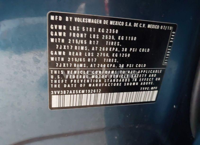 Photo 9 of 2019 Volkswagen Tiguan (VIN 3VV3B7AX5KM192612)