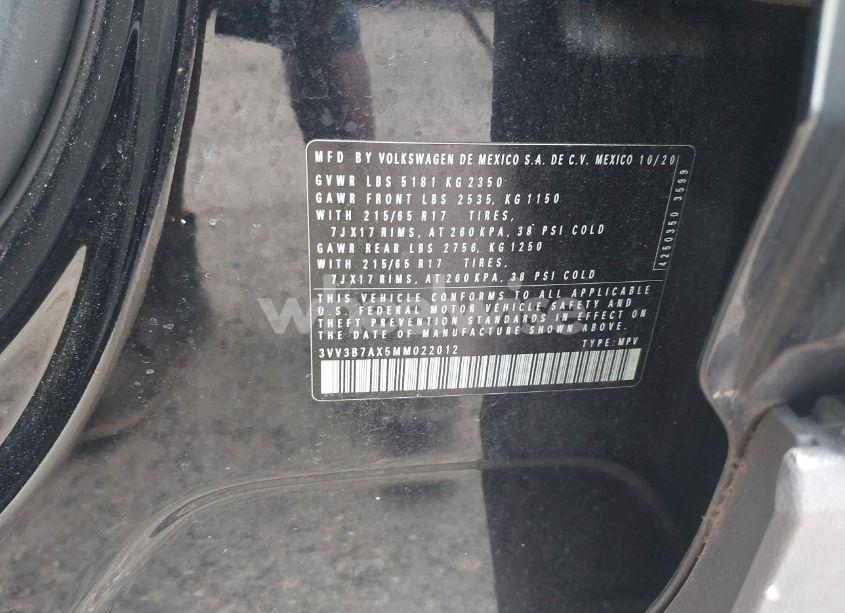 Photo 9 of 2021 Volkswagen Tiguan 2.0T SE/2.0T SE R-LINE BLACK/2.0T SEL (VIN 3VV3B7AX5MM022012)