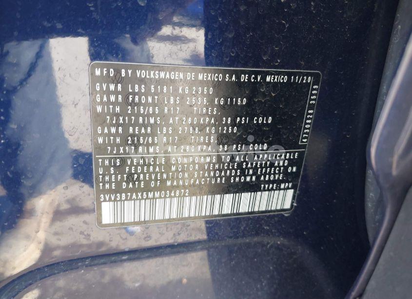 Photo 9 of 2021 Volkswagen Tiguan 2.0T SE/2.0T SE R-LINE BLACK/2.0T SEL (VIN 3VV3B7AX5MM034872)