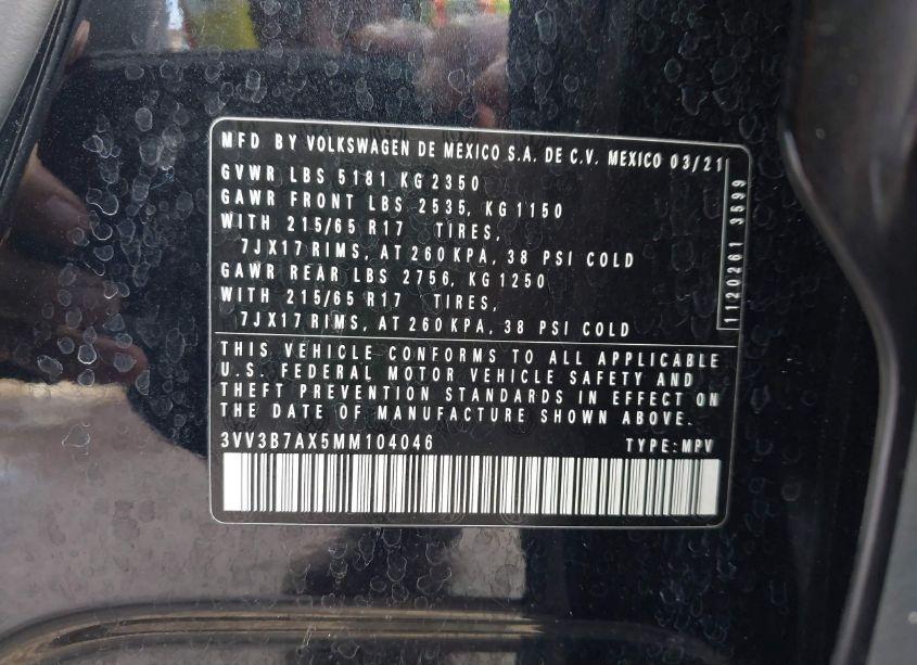 Photo 9 of 2021 Volkswagen Tiguan 2.0T SE/2.0T SE R-LINE BLACK/2.0T SEL (VIN 3VV3B7AX5MM104046)