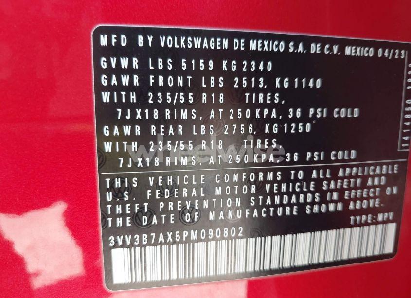 Photo 9 of 2023 Volkswagen Tiguan 2.0T SE (VIN 3VV3B7AX5PM090802)