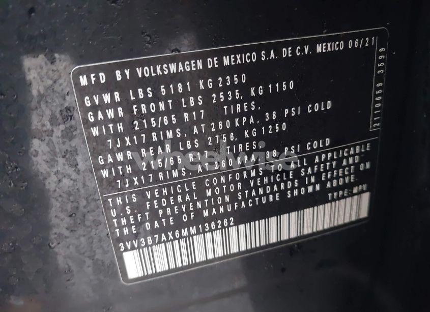 Photo 9 of 2021 Volkswagen Tiguan 2.0T SE/2.0T SE R-LINE BLACK/2.0T SEL (VIN 3VV3B7AX6MM136262)