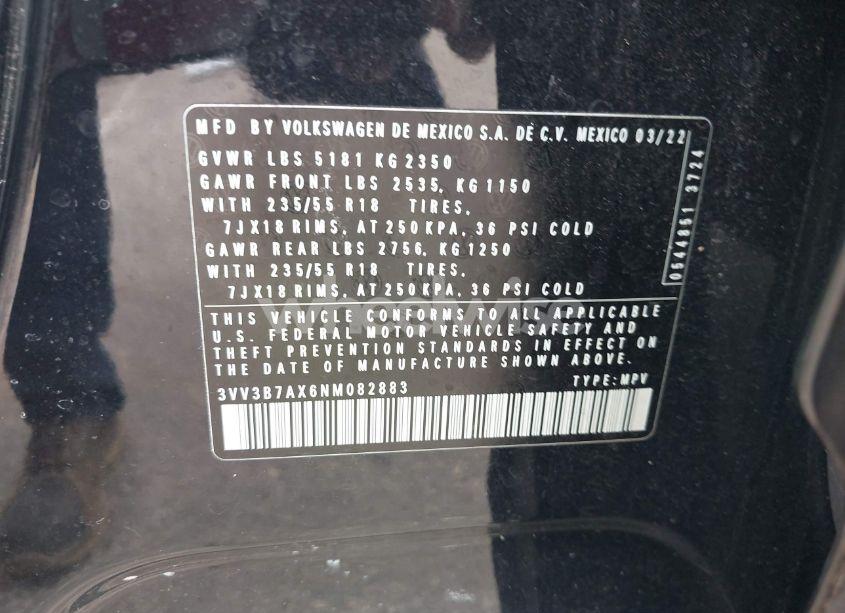 Photo 9 of 2022 Volkswagen Tiguan 2.0T SE (VIN 3VV3B7AX6NM082883)