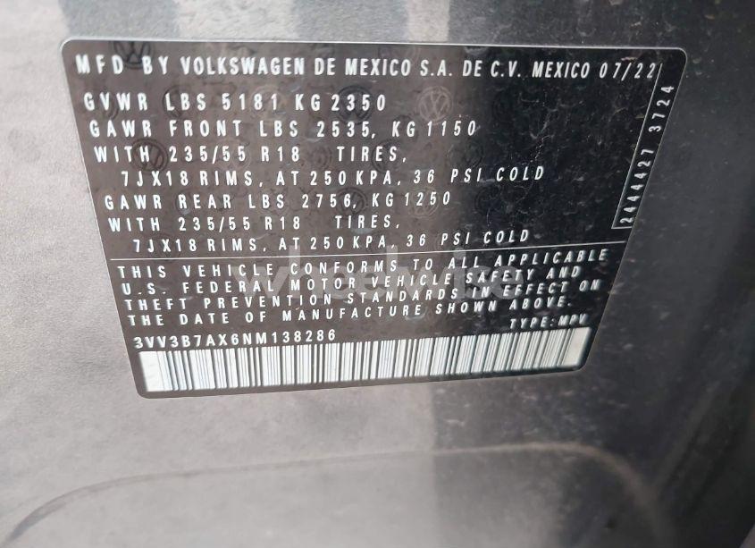 Photo 9 of 2022 Volkswagen Tiguan 2.0T SE (VIN 3VV3B7AX6NM138286)