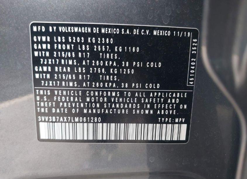 Photo 9 of 2020 Volkswagen Tiguan 2.0T SE/2.0T SE R-LINE BLACK/2.0T SEL (VIN 3VV3B7AX7LM061280)