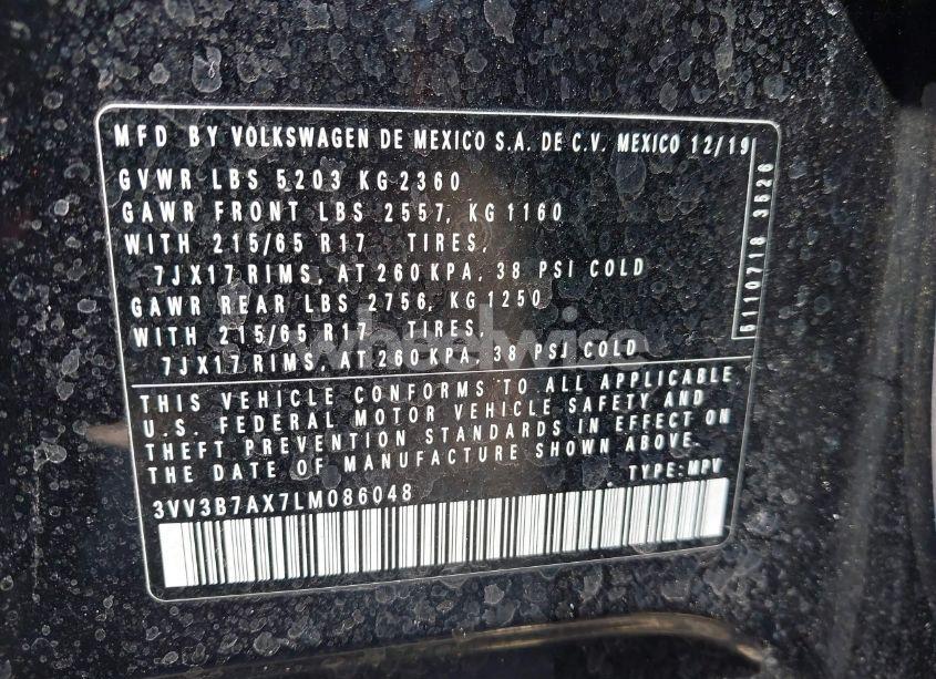 Photo 9 of 2020 Volkswagen Tiguan 2.0T SE/2.0T SE R-LINE BLACK/2.0T SEL (VIN 3VV3B7AX7LM086048)