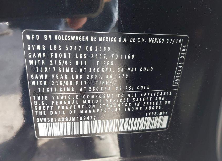 Photo 9 of 2018 Volkswagen Tiguan 2.0T SE/2.0T SEL (VIN 3VV3B7AX8JM199472)