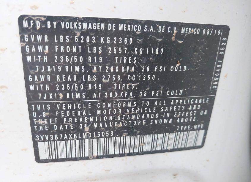 Photo 9 of 2020 Volkswagen Tiguan 2.0T SE/2.0T SE R-LINE BLACK/2.0T SEL (VIN 3VV3B7AX8LM015053)