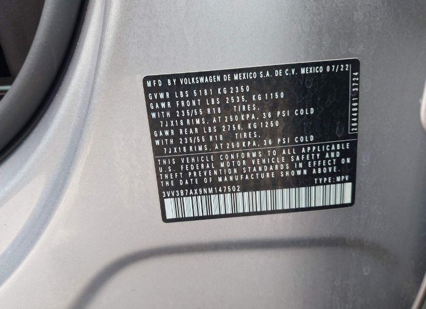 Photo 9 of 2022 Volkswagen Tiguan 2.0T SE (VIN 3VV3B7AX9NM147502)