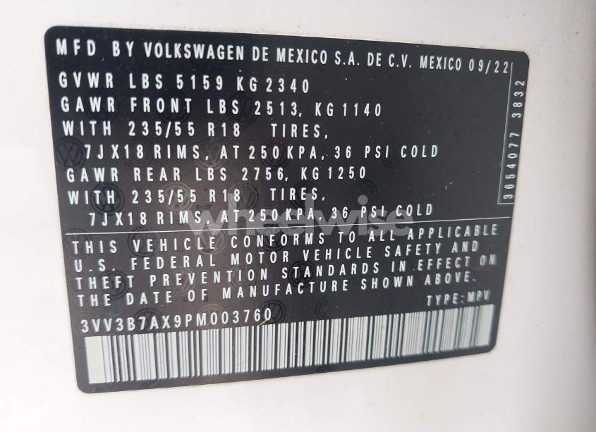 Photo 9 of 2023 Volkswagen Tiguan 2.0T SE (VIN 3VV3B7AX9PM003760)