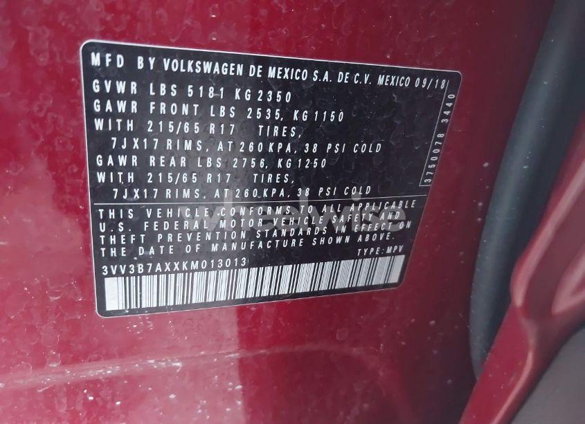 Photo 9 of 2019 Volkswagen Tiguan (VIN 3VV3B7AXXKM013013)